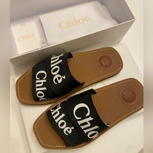 Chloé Black Woody Flat Mules 37